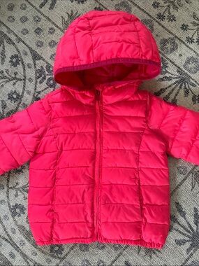 GAP Bright Pink Puffer Jacket with Hood